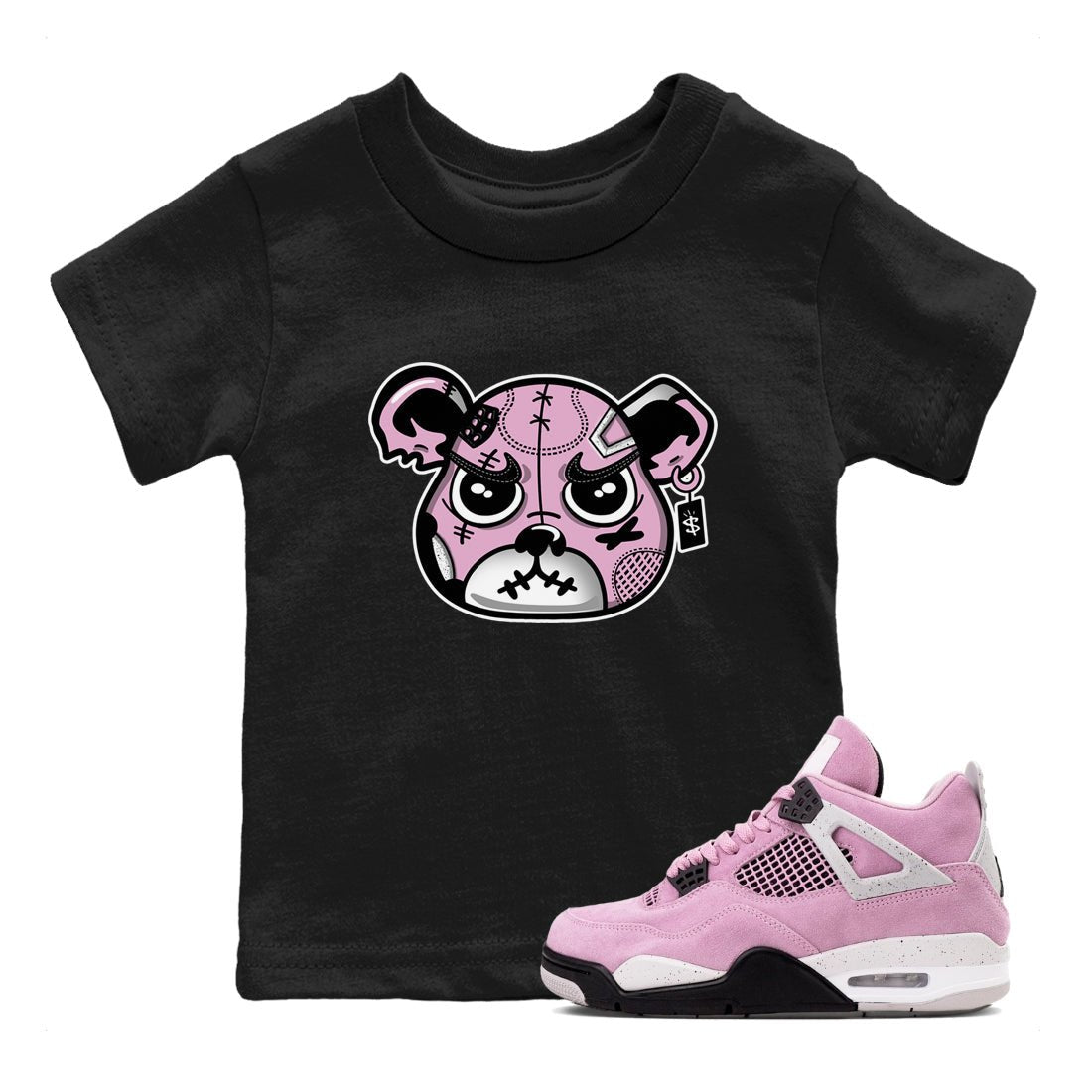 4s Retro Orchid shirts to match jordans Sneakers Bear Face sneaker match tees Air Jordan 4 WMNS Orchid match shoes to clothes SNRT Sneaker Tees Youth Baby Black 1 tee