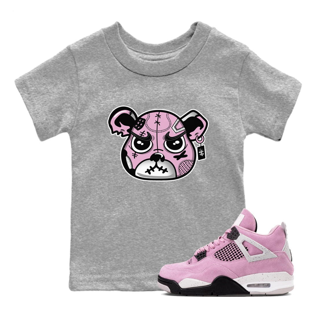 4s Retro Orchid shirts to match jordans Sneakers Bear Face sneaker match tees Air Jordan 4 WMNS Orchid match shoes to clothes SNRT Sneaker Tees Youth Baby Heather Grey 1 tee