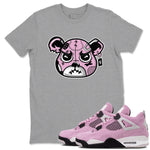 4s Retro Orchid shirts to match jordans Sneakers Bear Face sneaker match tees Air Jordan 4 WMNS Orchid match shoes to clothes SNRT Sneaker Tees unisex cotton Heather Grey 1 shirts