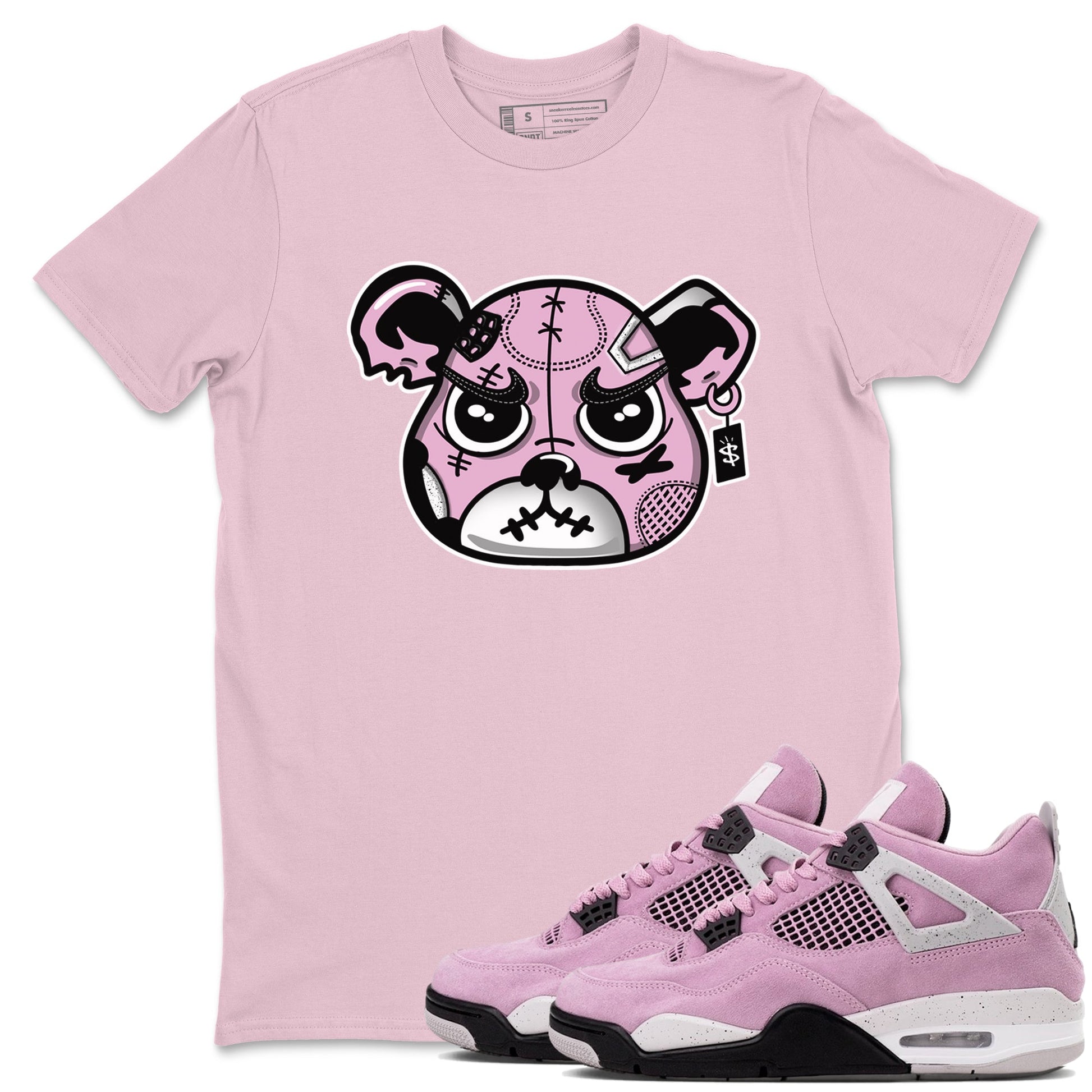 4s Retro Orchid shirts to match jordans Sneakers Bear Face sneaker match tees Air Jordan 4 WMNS Orchid match shoes to clothes SNRT Sneaker Tees unisex cotton Pink 1 shirts