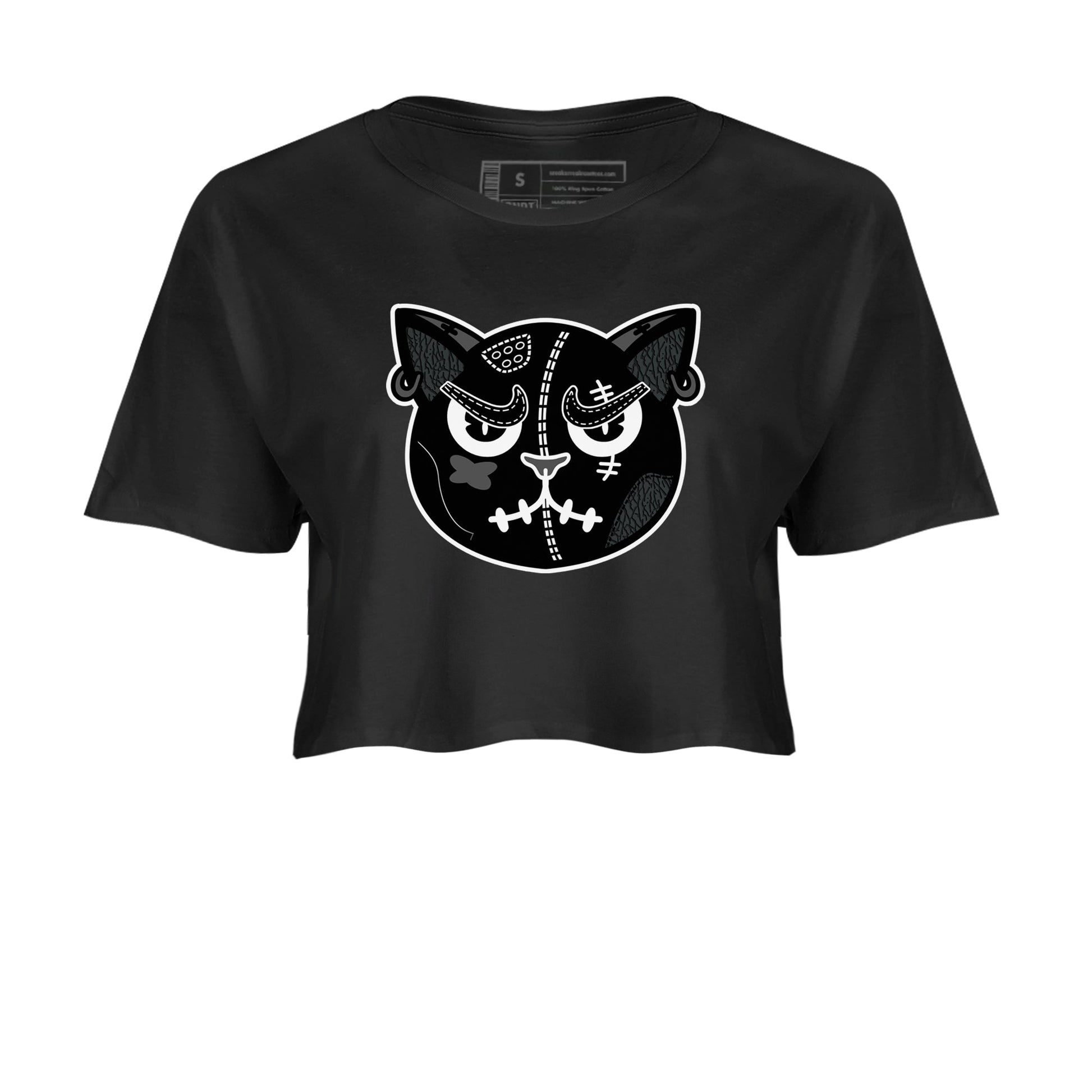 3s Black Cat shirts to match jordans Sneakers Cat Face sneaker match tees Air Jordan 3 Retro Black Cat match shoes to clothes SNRT Sneaker Tees unisex cotton Black 2 crop tee