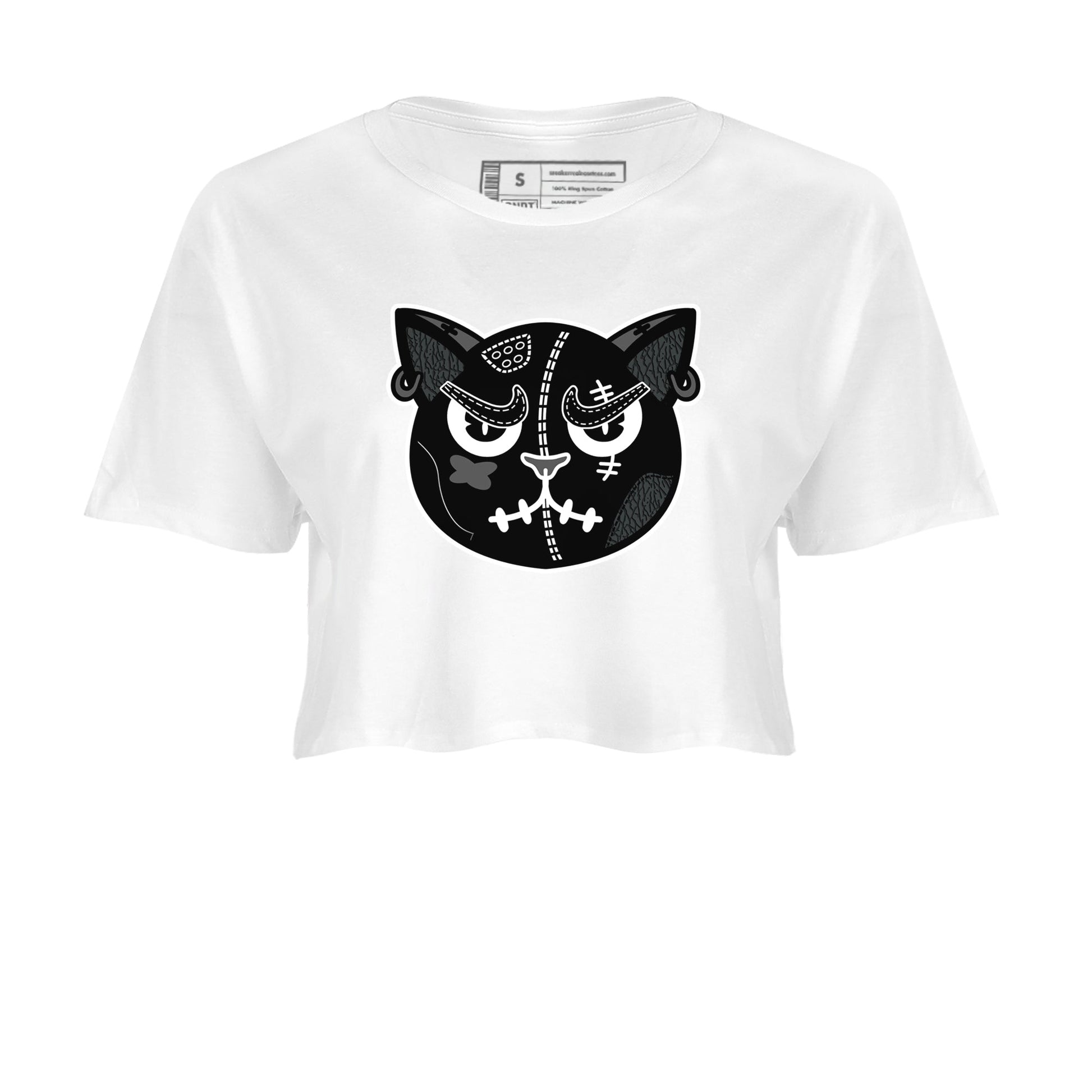 3s Black Cat shirts to match jordans Sneakers Cat Face sneaker match tees Air Jordan 3 Retro Black Cat match shoes to clothes SNRT Sneaker Tees unisex cotton White 2 crop tee