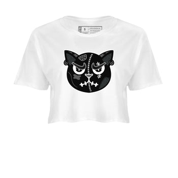 3s Black Cat shirts to match jordans Sneakers Cat Face sneaker match tees Air Jordan 3 Retro Black Cat match shoes to clothes SNRT Sneaker Tees unisex cotton White 2 crop tee