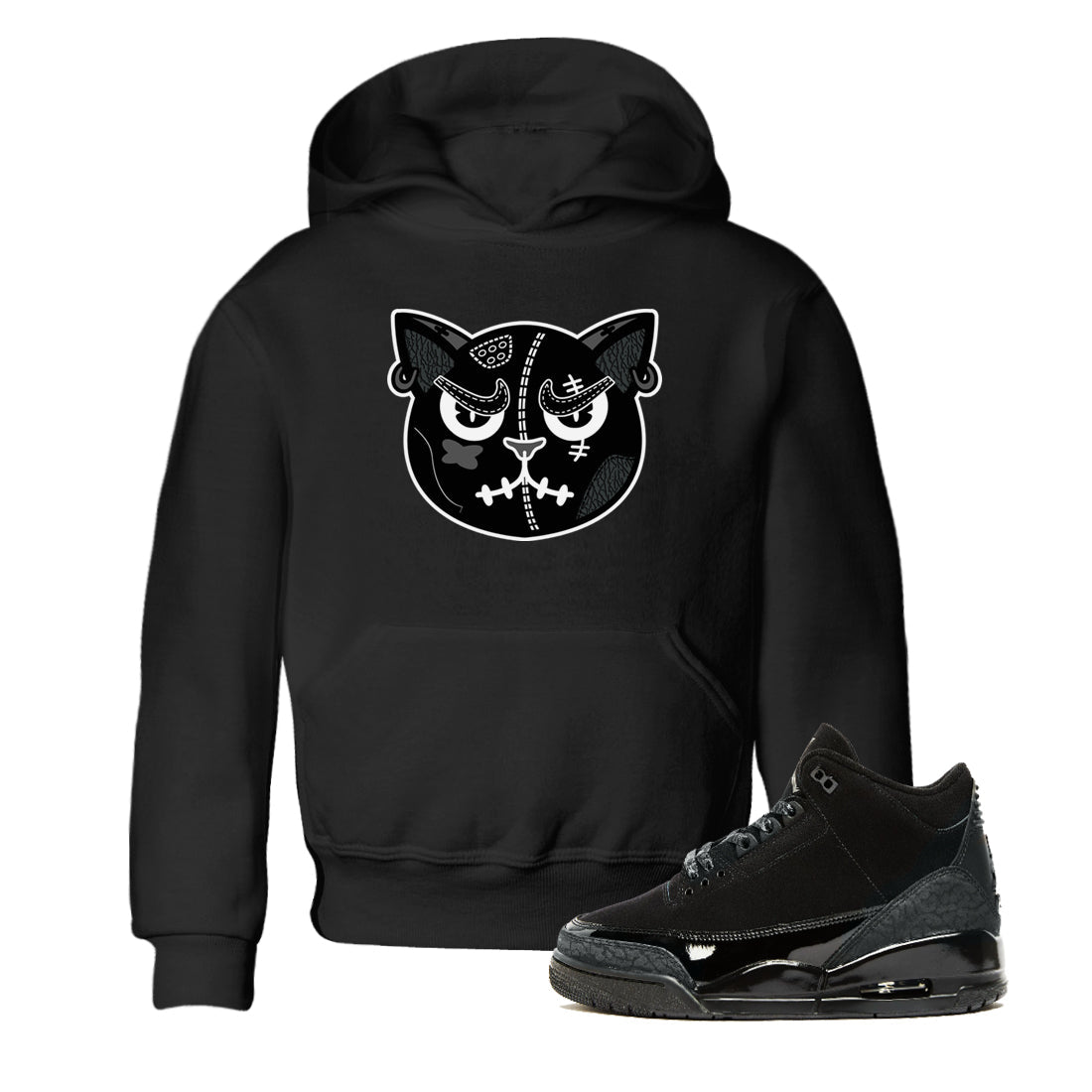 3s Black Cat shirts to match jordans Sneakers Cat Face sneaker match tees Air Jordan 3 Retro Black Cat match shoes to clothes SNRT Sneaker Tees Youth Baby Black 1 tee