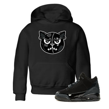 3s Black Cat shirts to match jordans Sneakers Cat Face sneaker match tees Air Jordan 3 Retro Black Cat match shoes to clothes SNRT Sneaker Tees Youth Baby Black 1 tee