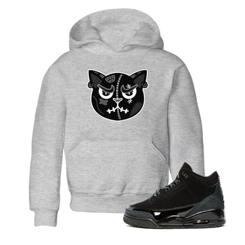 3s Black Cat shirts to match jordans Sneakers Cat Face sneaker match tees Air Jordan 3 Retro Black Cat match shoes to clothes SNRT Sneaker Tees Youth Baby Heather Grey 1 tee