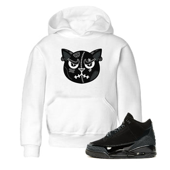3s Black Cat shirts to match jordans Sneakers Cat Face sneaker match tees Air Jordan 3 Retro Black Cat match shoes to clothes SNRT Sneaker Tees Youth Baby White 1 tee