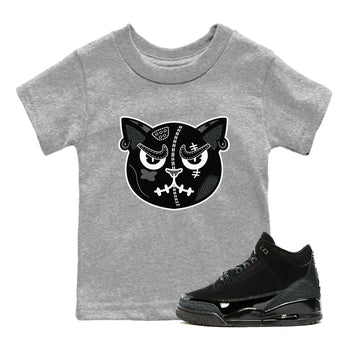 3s Black Cat shirts to match jordans Sneakers Cat Face sneaker match tees Air Jordan 3 Retro Black Cat match shoes to clothes SNRT Sneaker Tees Youth Baby Heather Grey 1 tee