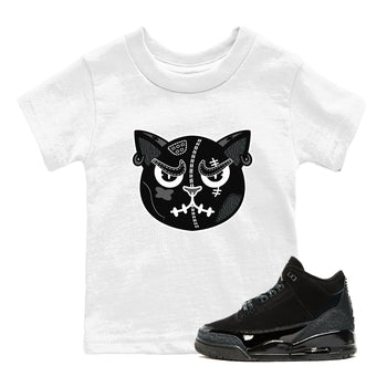 3s Black Cat shirts to match jordans Sneakers Cat Face sneaker match tees Air Jordan 3 Retro Black Cat match shoes to clothes SNRT Sneaker Tees Youth Baby White 1 tee