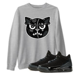 3s Black Cat shirts to match jordans Sneakers Cat Face sneaker match tees Air Jordan 3 Retro Black Cat match shoes to clothes SNRT Sneaker Tees unisex cotton Heather Grey 1 shirts