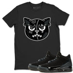 3s Black Cat shirts to match jordans Sneakers Cat Face sneaker match tees Air Jordan 3 Retro Black Cat match shoes to clothes SNRT Sneaker Tees unisex cotton Black 1 shirts