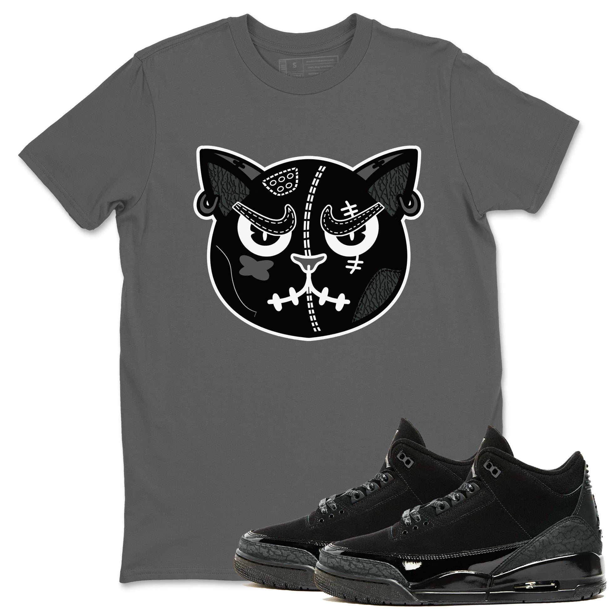 3s Black Cat shirts to match jordans Sneakers Cat Face sneaker match tees Air Jordan 3 Retro Black Cat match shoes to clothes SNRT Sneaker Tees unisex cotton Cool Grey 1 shirts