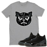 3s Black Cat shirts to match jordans Sneakers Cat Face sneaker match tees Air Jordan 3 Retro Black Cat match shoes to clothes SNRT Sneaker Tees unisex cotton Heather Grey 1 shirts