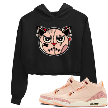 3s Valentines Day tee to match jordans Sneakers Cat Face sneaker match tees Air Jordan 3 "Treat Yourself" Washed Coral special Valentine's Day Gift SNRT Sneaker Tees Graphic Tee Black 1 crop tee