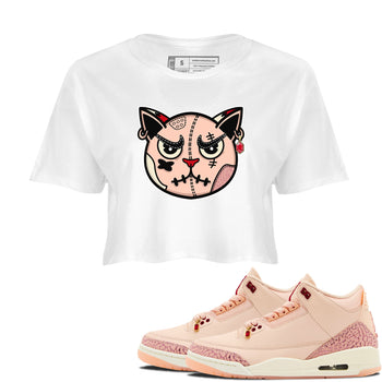 3s Valentines Day tee to match jordans Sneakers Cat Face sneaker match tees Air Jordan 3 "Treat Yourself" Washed Coral special Valentine's Day Gift SNRT Sneaker Tees Graphic Tee White 1 crop tee