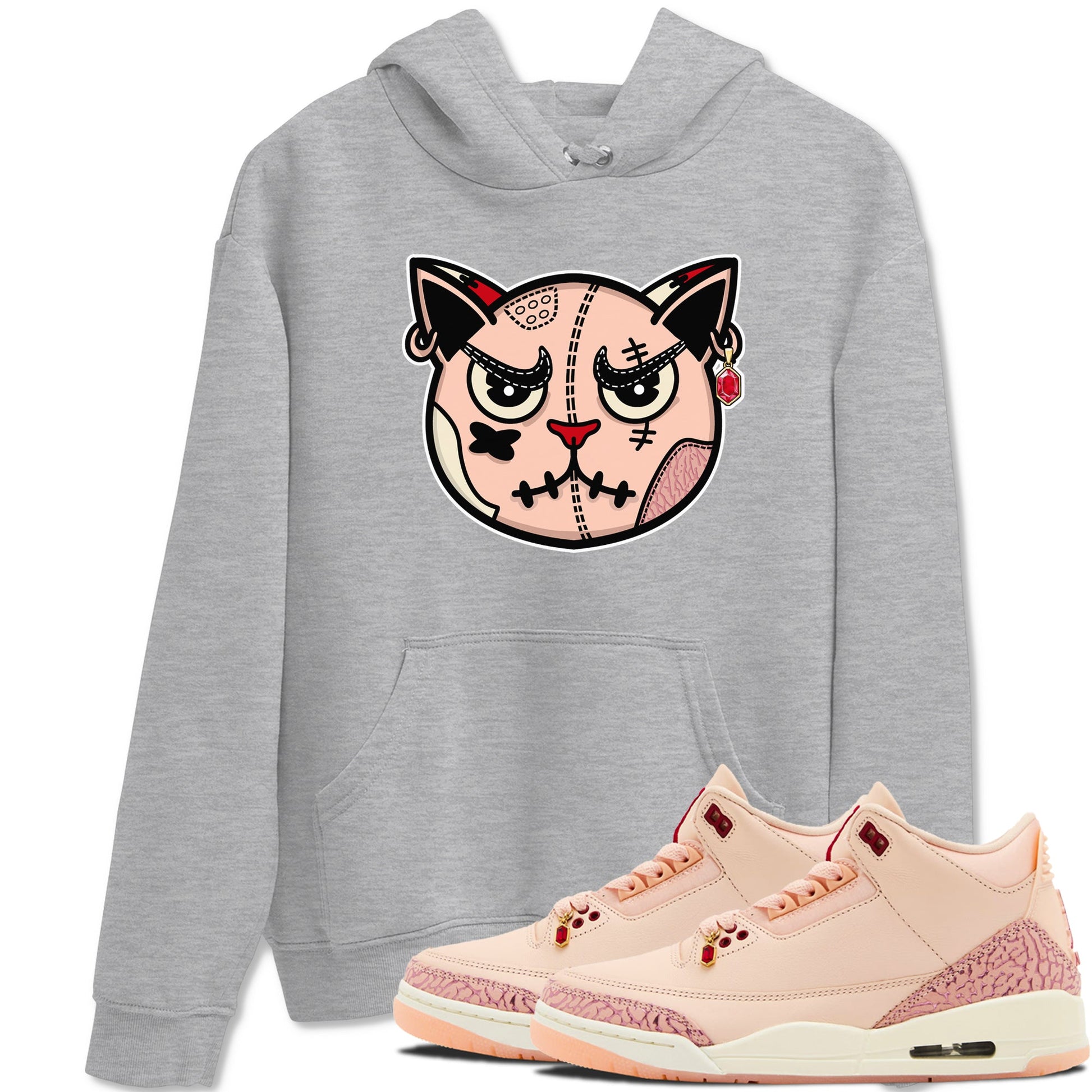 3s Valentines Day tee to match jordans Sneakers Cat Face sneaker match tees Air Jordan 3 "Treat Yourself" Washed Coral special Valentine's Day Gift SNRT Sneaker Tees Graphic Tee Heather Grey 1 shirts