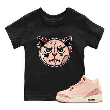 3s Valentines Day tee to match jordans Sneakers Cat Face sneaker match tees Air Jordan 3 "Treat Yourself" Washed Coral special Valentine's Day Gift SNRT Sneaker Tees Youth Baby Black 1 tee