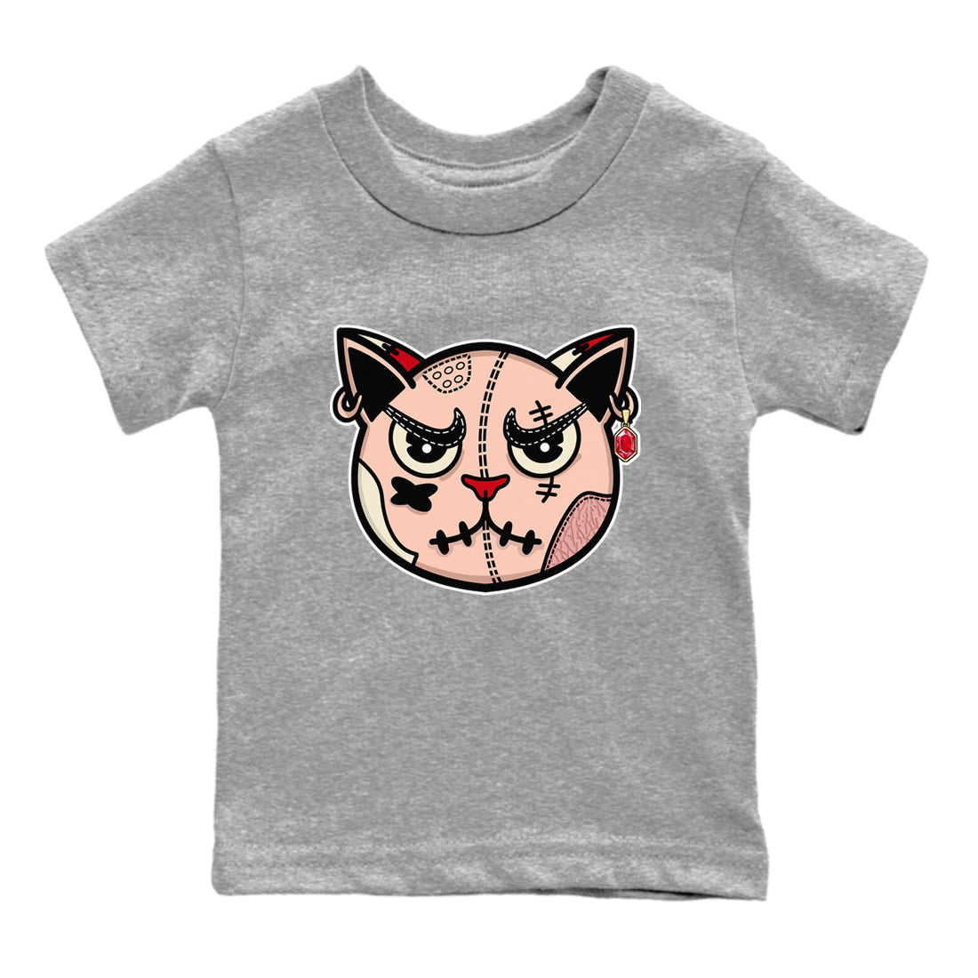 3s Valentines Day tee to match jordans Sneakers Cat Face sneaker match tees Air Jordan 3 "Treat Yourself" Washed Coral special Valentine's Day Gift SNRT Sneaker Tees Youth Baby Heather Grey 2 tee
