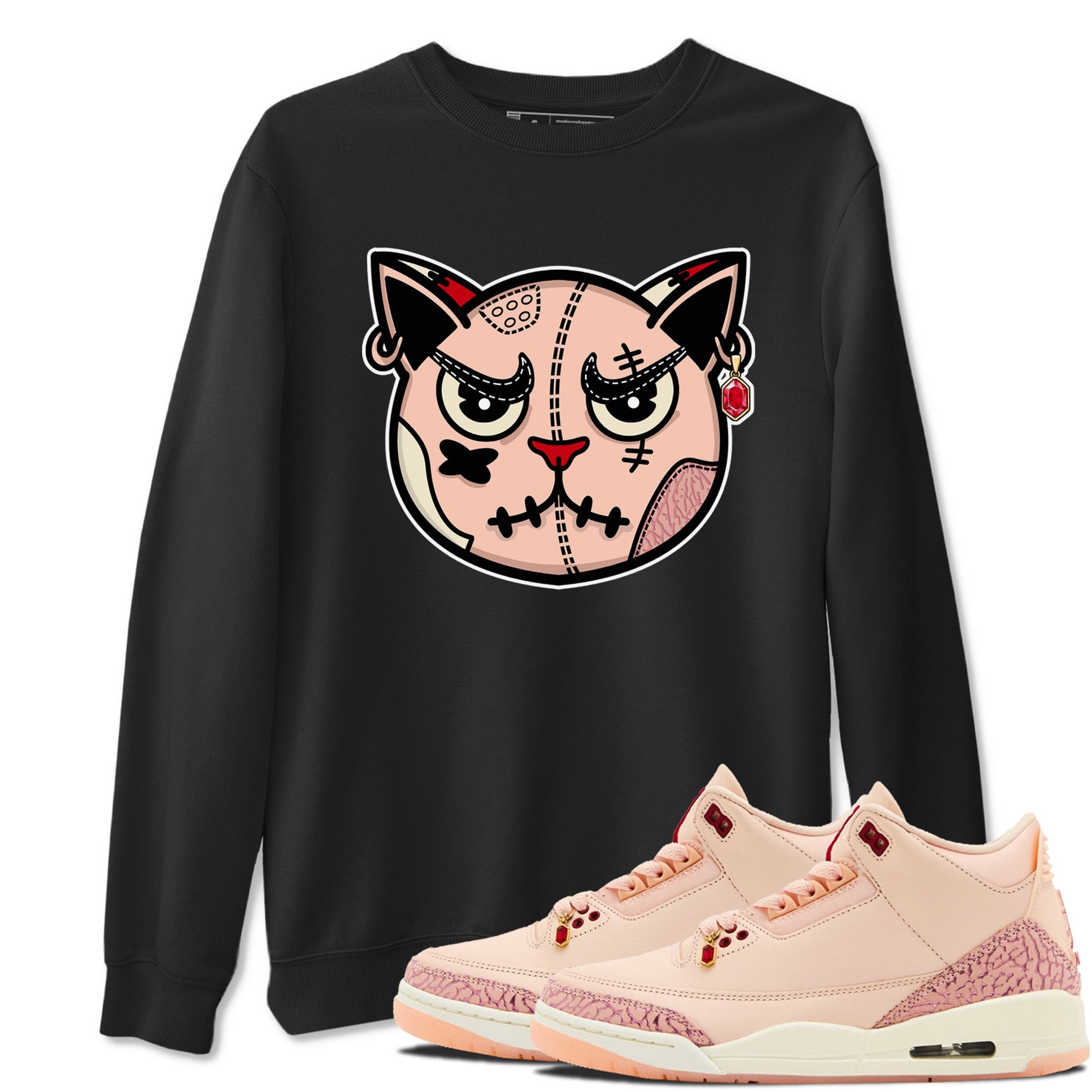 3s Valentines Day tee to match jordans Sneakers Cat Face sneaker match tees Air Jordan 3 "Treat Yourself" Washed Coral special Valentine's Day Gift SNRT Sneaker Tees Graphic Tee Black 1 shirts