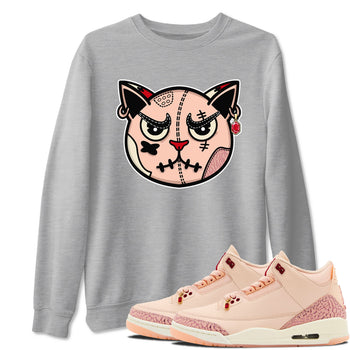 3s Valentines Day tee to match jordans Sneakers Cat Face sneaker match tees Air Jordan 3 "Treat Yourself" Washed Coral special Valentine's Day Gift SNRT Sneaker Tees Graphic Tee Heather Grey 1 shirts