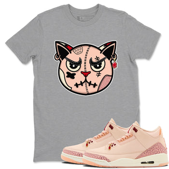 3s Valentines Day tee to match jordans Sneakers Cat Face sneaker match tees Air Jordan 3 "Treat Yourself" Washed Coral special Valentine's Day Gift SNRT Sneaker Tees Graphic Tee Heather Grey 1 shirts