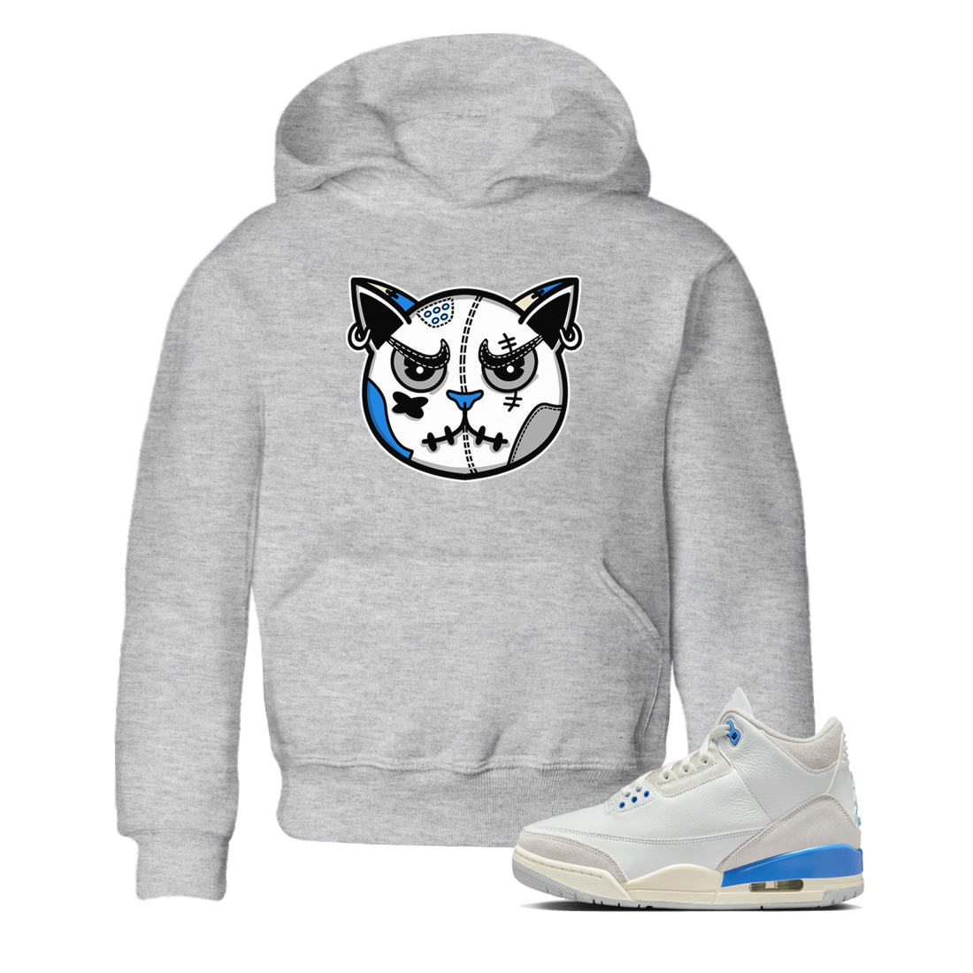 Air Jordan 3 Lucky Shorts shirts to match jordans Snekaer Cat Face sneaker match tees Air Jordan 3 Retro Lucky Shorts match shoes to clothes SNRT Sneaker Tees Youth Baby Heather Grey 1 tee