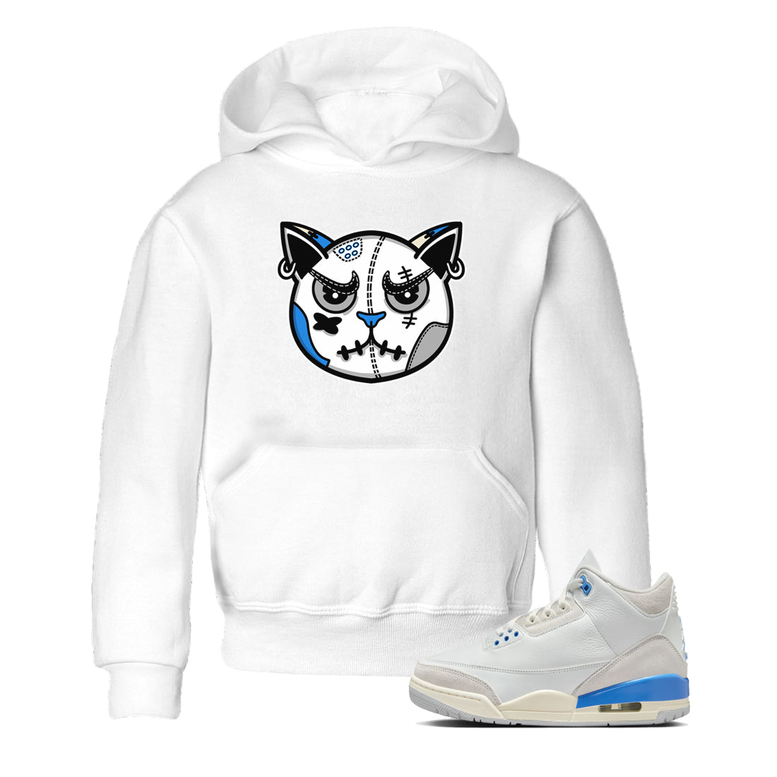 Air Jordan 3 Lucky Shorts shirts to match jordans Snekaer Cat Face sneaker match tees Air Jordan 3 Retro Lucky Shorts match shoes to clothes SNRT Sneaker Tees Youth Baby White 1 tee