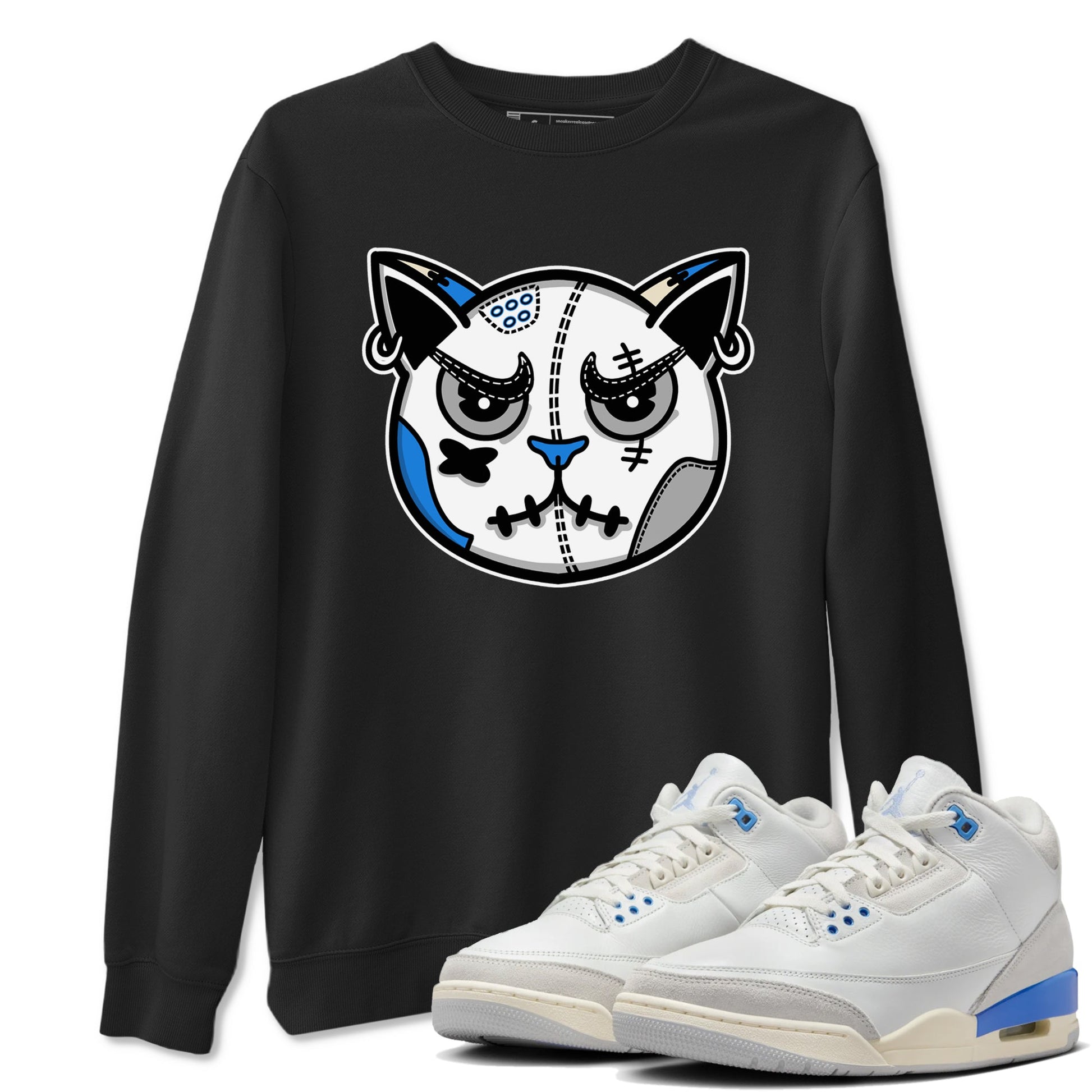 Air Jordan 3 Lucky Shorts shirts to match jordans Snekaer Cat Face sneaker match tees Air Jordan 3 Retro Lucky Shorts match shoes to clothes SNRT Sneaker Tees unisex cotton Black 1 shirts