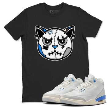 Air Jordan 3 Lucky Shorts shirts to match jordans Snekaer Cat Face sneaker match tees Air Jordan 3 Retro Lucky Shorts match shoes to clothes SNRT Sneaker Tees unisex cotton Black 1 shirts