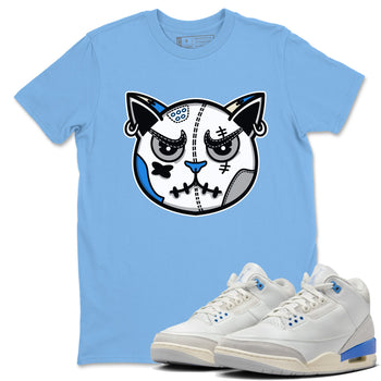 Air Jordan 3 Lucky Shorts shirts to match jordans Snekaer Cat Face sneaker match tees Air Jordan 3 Retro Lucky Shorts match shoes to clothes SNRT Sneaker Tees unisex cotton Carolina Blue 1 shirts
