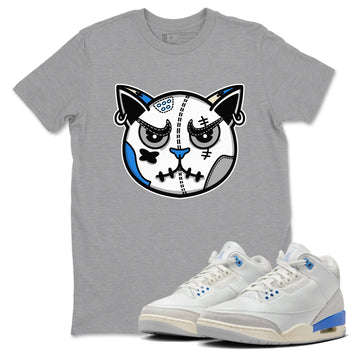 Air Jordan 3 Lucky Shorts shirts to match jordans Snekaer Cat Face sneaker match tees Air Jordan 3 Retro Lucky Shorts match shoes to clothes SNRT Sneaker Tees unisex cotton Heather Grey 1 shirts