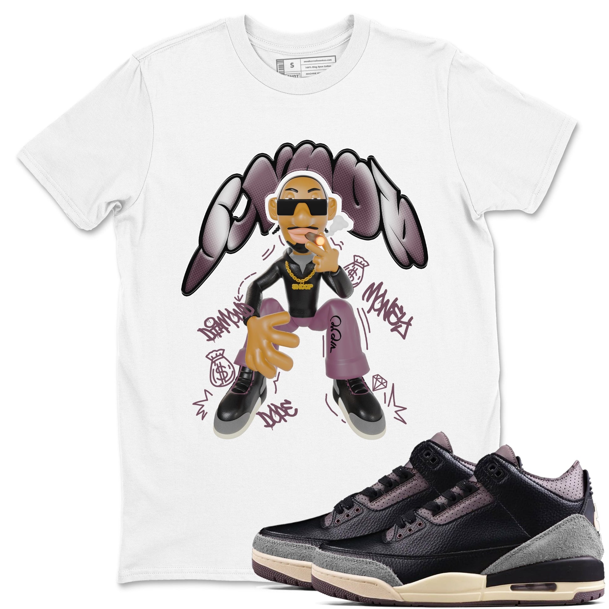 3s A Ma Maniere x Black shirts to match jordans Snoop sneaker match tees A Ma Maniere x Air Jordan 3 _hile You Were Sleeping_neaker Release Tees unisex cotton White 1 crew neck shirts
