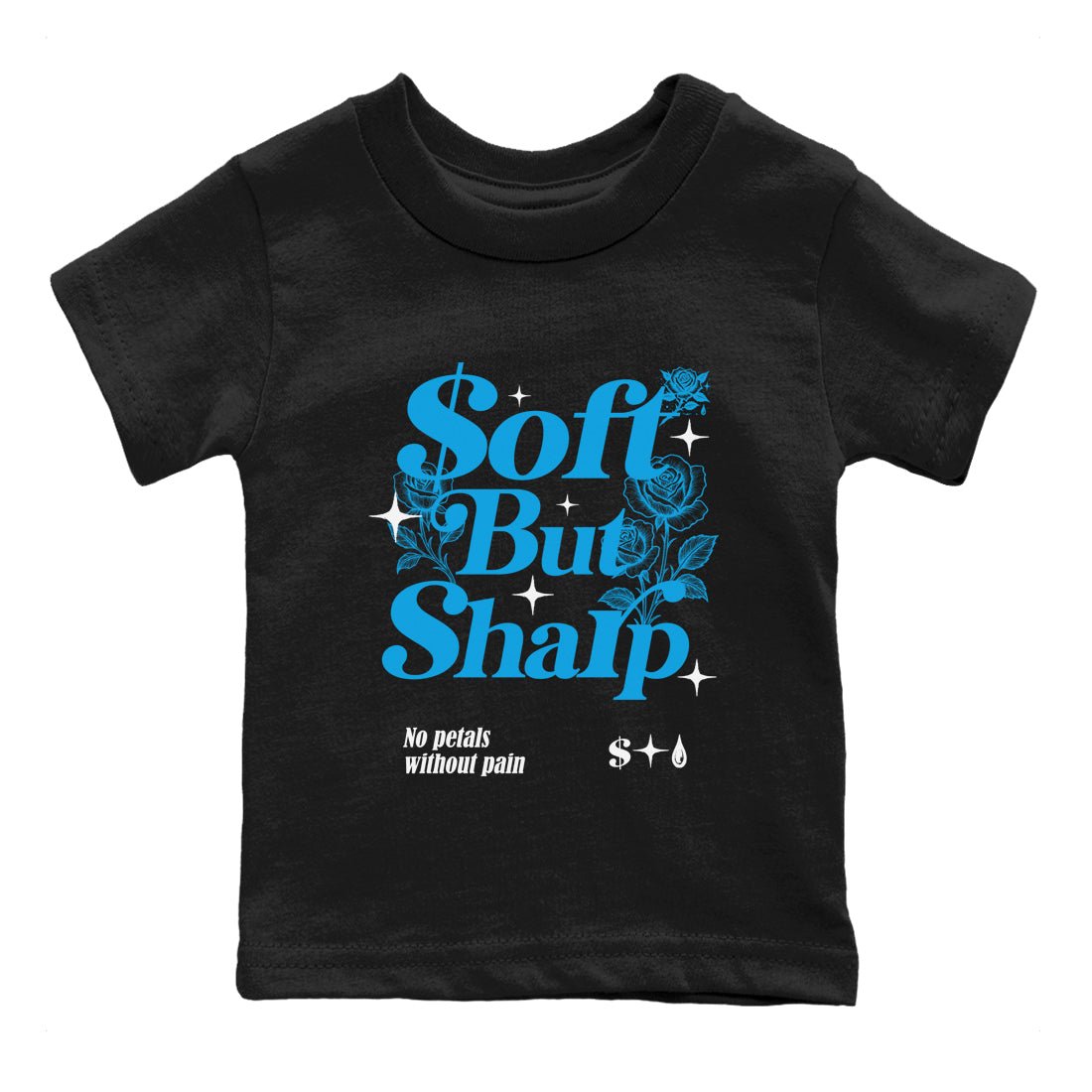 Air Jordan 1 UNC Toe Reimagined shirts to match jordans Soft but Sharp graphic tees Air Jordan 1 UNC Toe Reimagined match shoes to clothes SNRT Sneaker Tees Youth Baby Black 2 tee