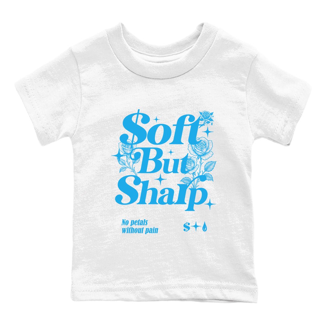 Air Jordan 1 UNC Toe Reimagined shirts to match jordans Soft but Sharp graphic tees Air Jordan 1 UNC Toe Reimagined match shoes to clothes SNRT Sneaker Tees Youth Baby White 2 tee