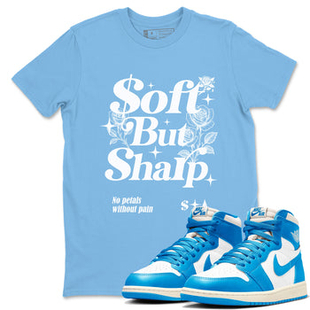 Air Jordan 1 UNC Toe Reimagined shirts to match jordans Soft but Sharp graphic tees Air Jordan 1 UNC Toe Reimagined match shoes to clothes SNRT Sneaker Tees unisex cotton Carolina Blue 1 shirts