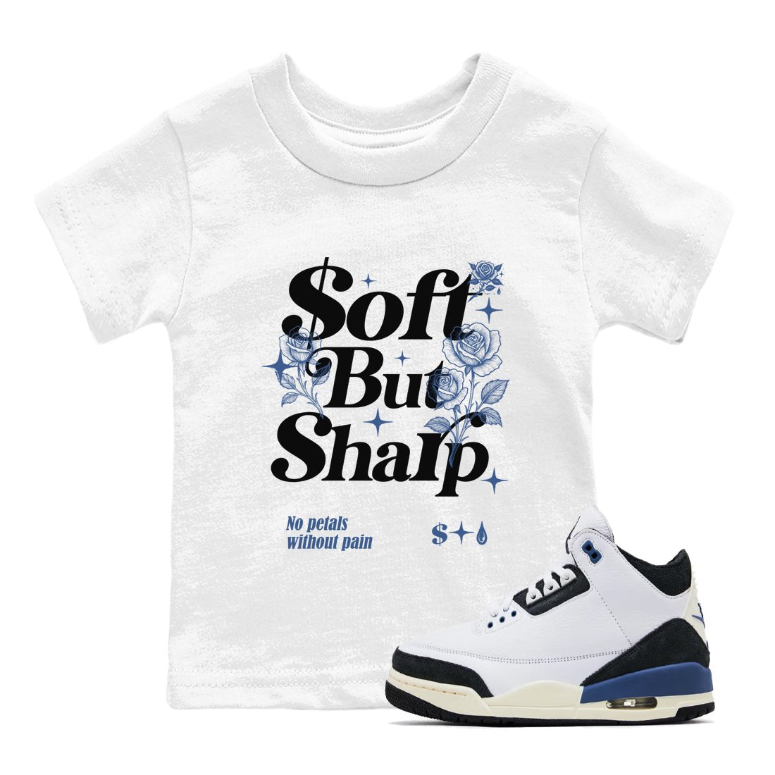 Air Jordan 3 A Ma Maniere x For The Love shirts to match jordans Soft but Sharp graphic tees Air Jordan 3 A Ma Maniere x Diffused Blue match shoes to clothes SNRT Sneaker Tees Youth Baby White 1 tee