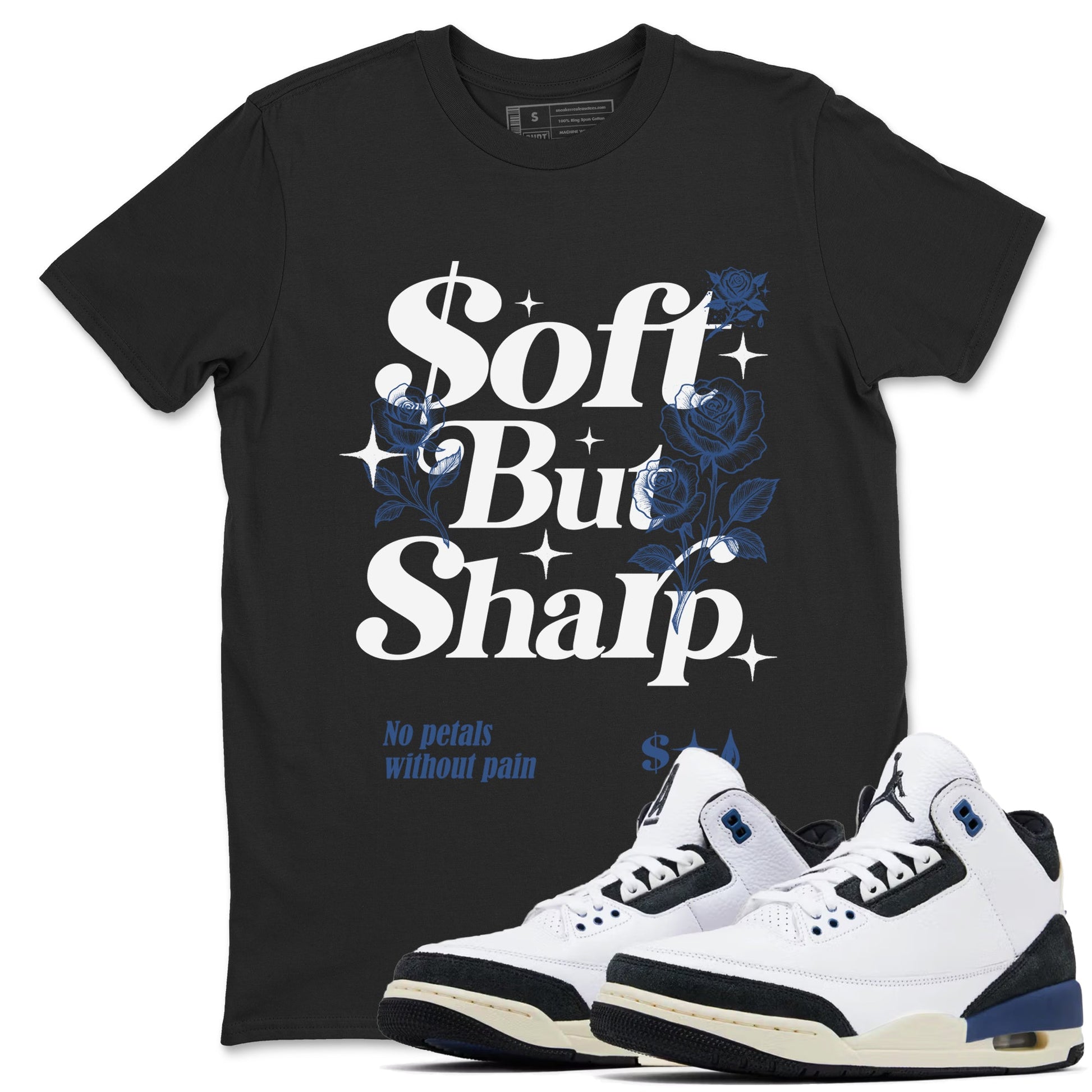 Air Jordan 3 A Ma Maniere x For The Love shirts to match jordans Soft but Sharp graphic tees Air Jordan 3 A Ma Maniere x Diffused Blue match shoes to clothes SNRT Sneaker Tees unisex cotton Black 1 shirts