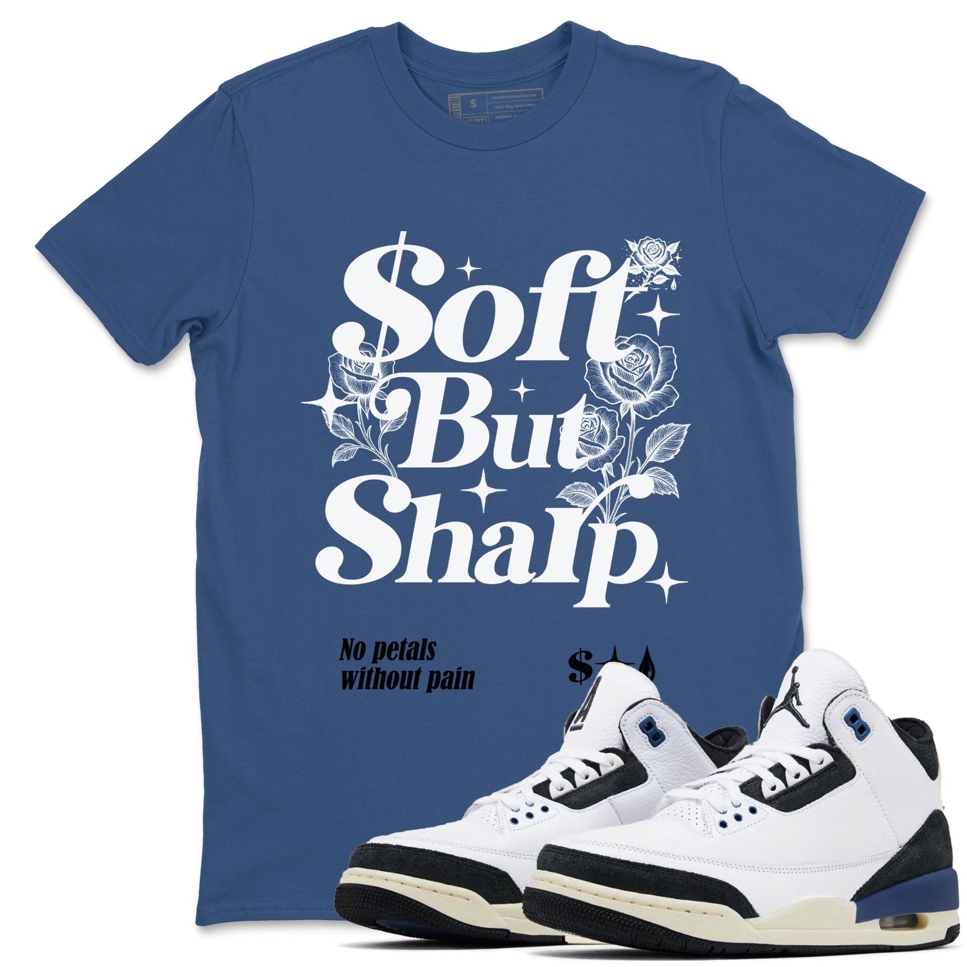 Air Jordan 3 A Ma Maniere x For The Love shirts to match jordans Soft but Sharp graphic tees Air Jordan 3 A Ma Maniere x Diffused Blue match shoes to clothes SNRT Sneaker Tees unisex cotton Denim Blue 1 shirts