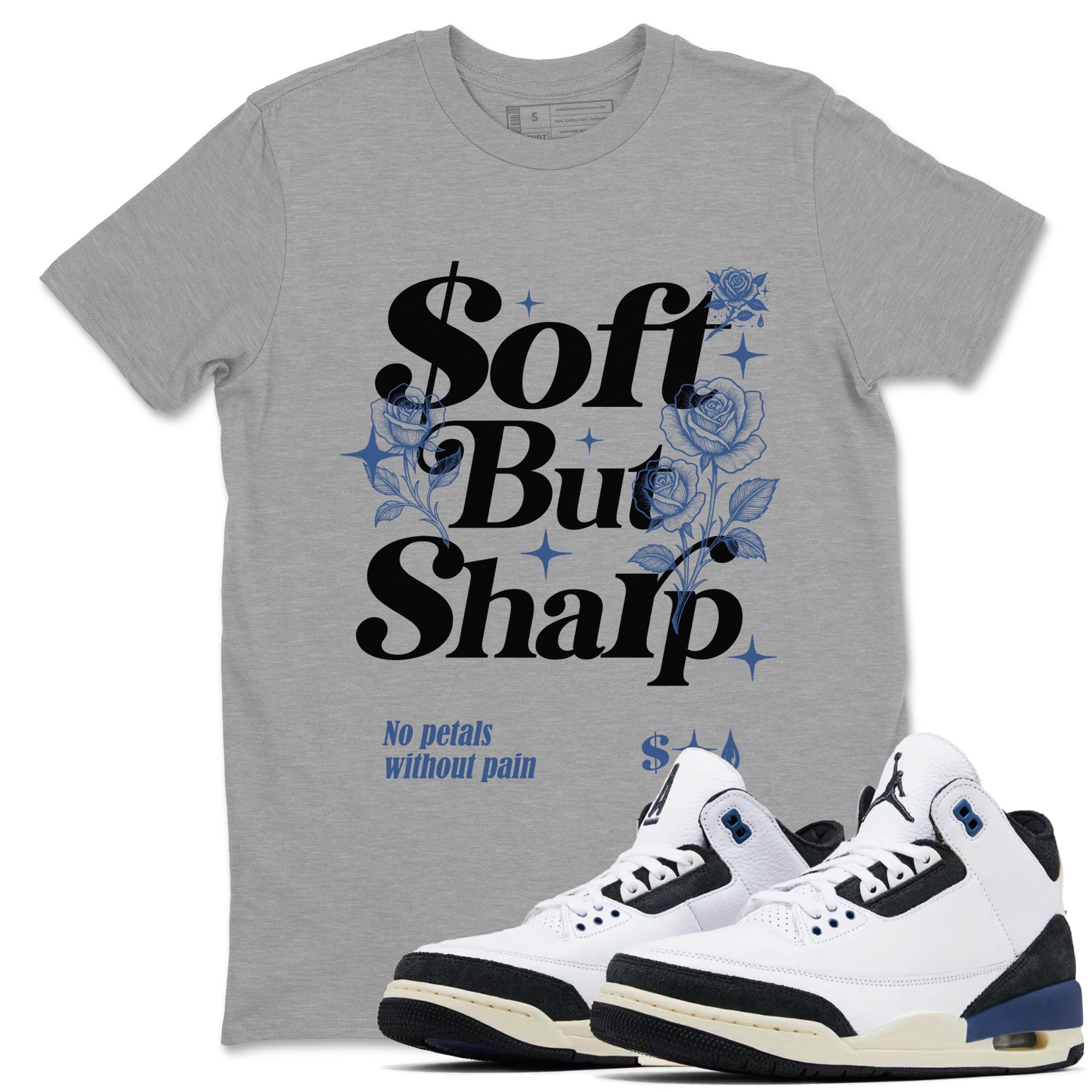 Air Jordan 3 A Ma Maniere x For The Love shirts to match jordans Soft but Sharp graphic tees Air Jordan 3 A Ma Maniere x Diffused Blue match shoes to clothes SNRT Sneaker Tees unisex cotton Heather Grey 1 shirts
