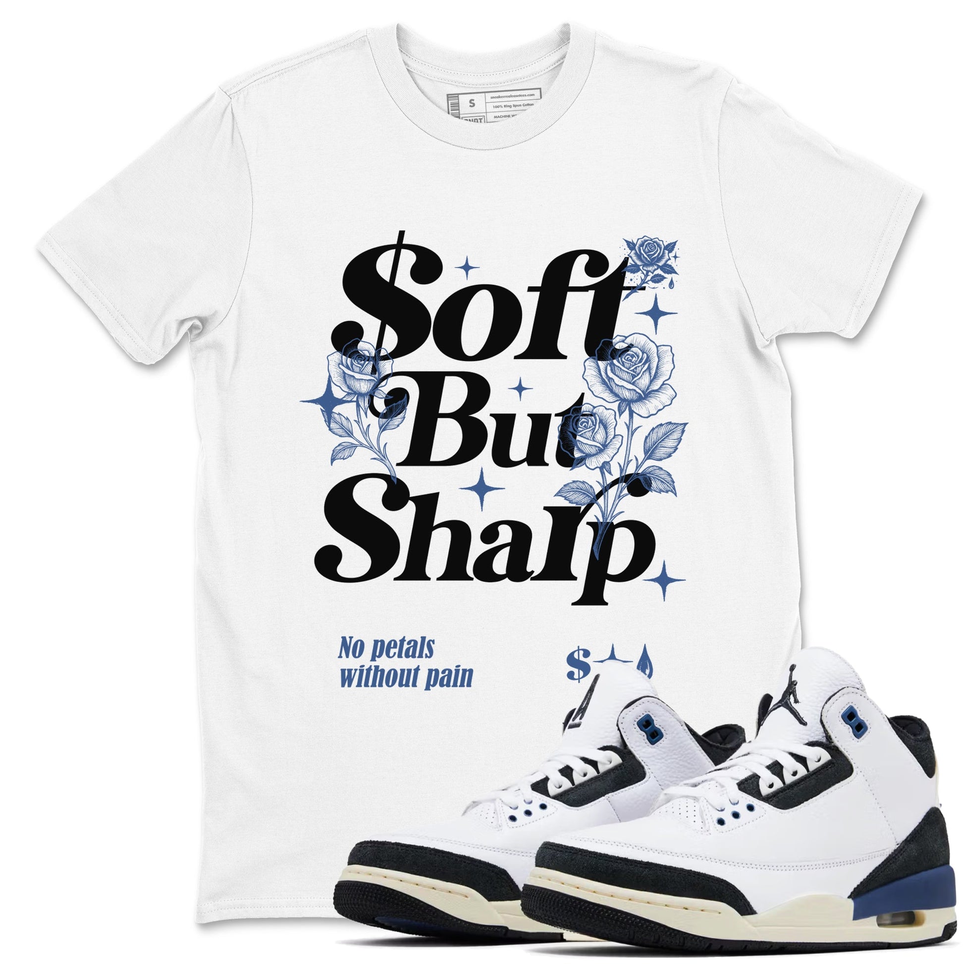 Air Jordan 3 A Ma Maniere x For The Love shirts to match jordans Soft but Sharp graphic tees Air Jordan 3 A Ma Maniere x Diffused Blue match shoes to clothes SNRT Sneaker Tees unisex cotton White 1 shirts