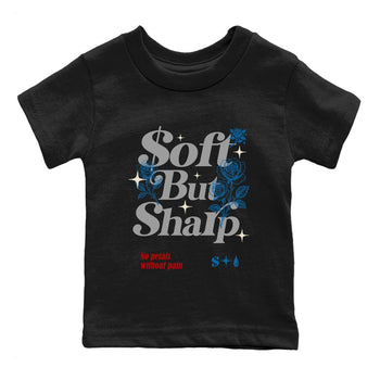 Soft But Sharp baby and kids t-shirt crafted for little sneakerheads to shine with the Air Jordan 3 Rare Air sneakers, displayed in Black 2.