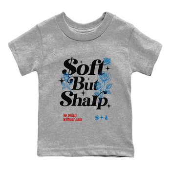Soft But Sharp baby and kids t-shirt crafted for little sneakerheads to shine with the Air Jordan 3 Rare Air sneakers, displayed in Heather Grey 2.
