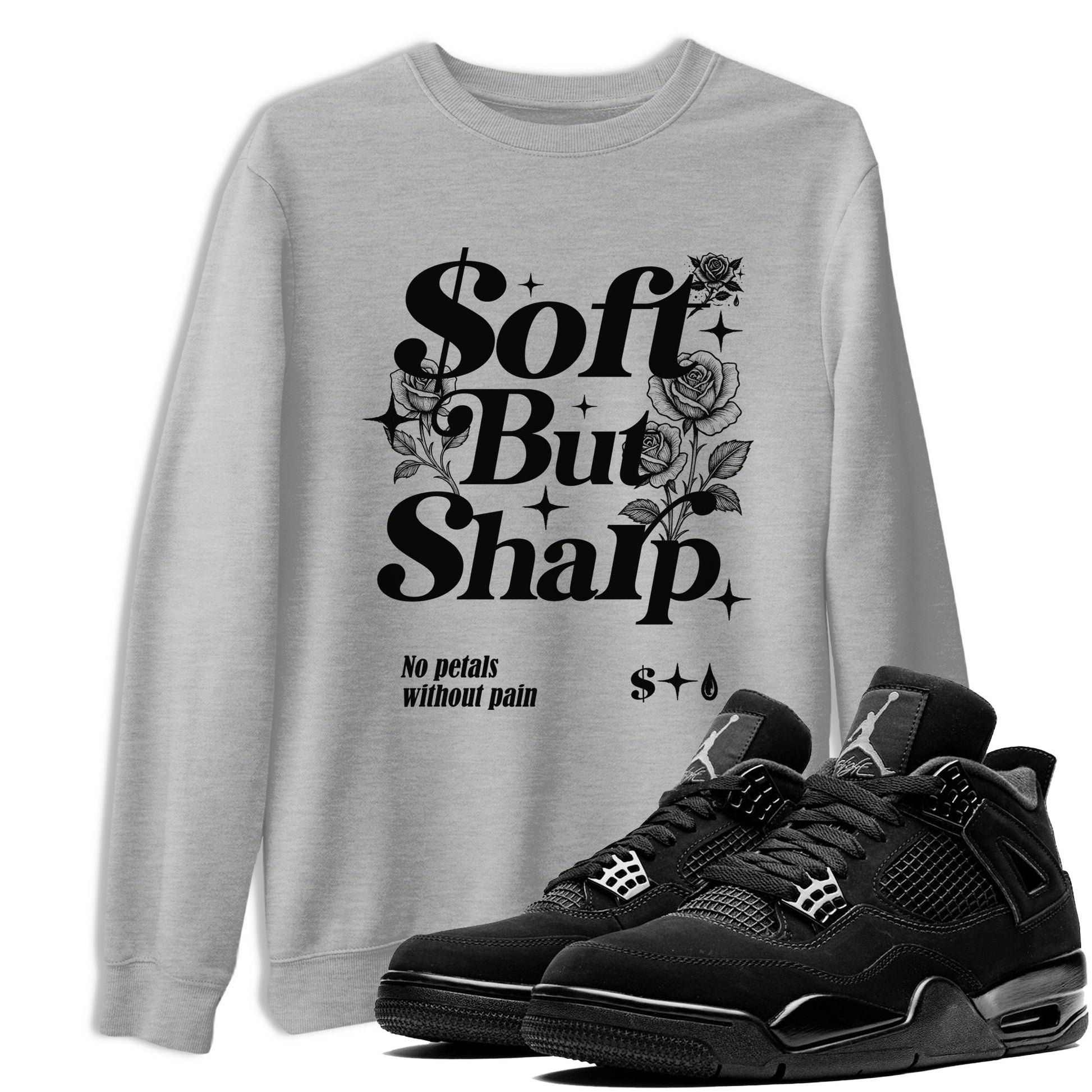 Sneaker match tees – Sneaker Tees To Match Air Jordan 4 Black Cat Shoes – Soft But Sharp Tee Heather Grey 1