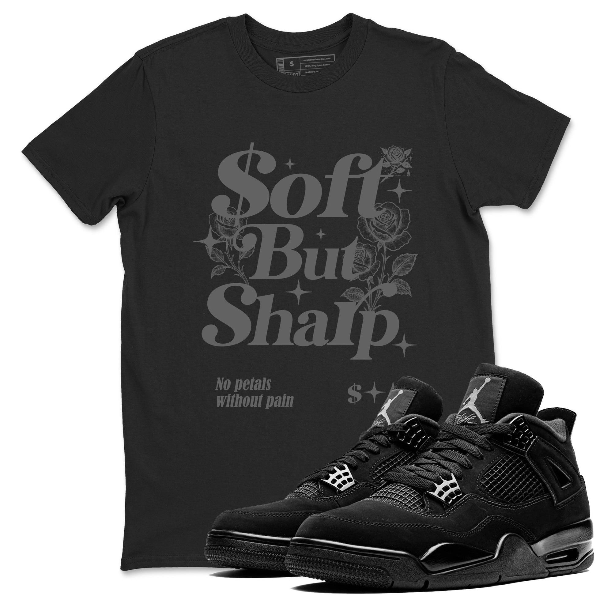 Sneaker match tees – Sneaker Tees To Match Air Jordan 4 Black Cat Shoes – Soft But Sharp Tee Black 1