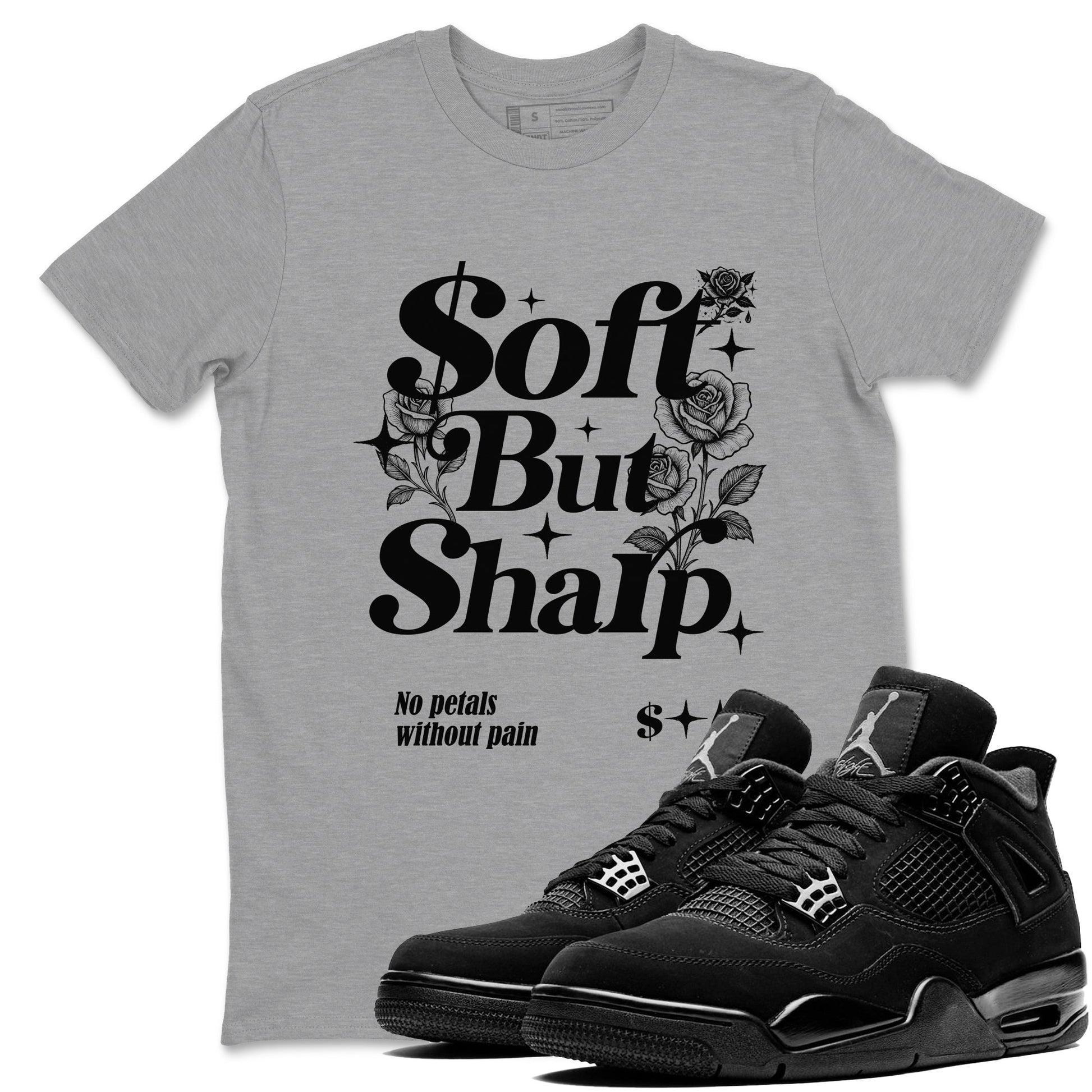 Sneaker match tees – Sneaker Tees To Match Air Jordan 4 Black Cat Shoes – Soft But Sharp Tee Heather Grey 1