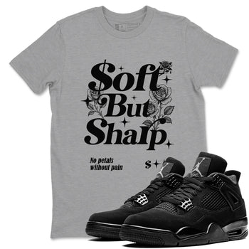 Sneaker match tees – Sneaker Tees To Match Air Jordan 4 Black Cat Shoes – Soft But Sharp Tee Heather Grey 1
