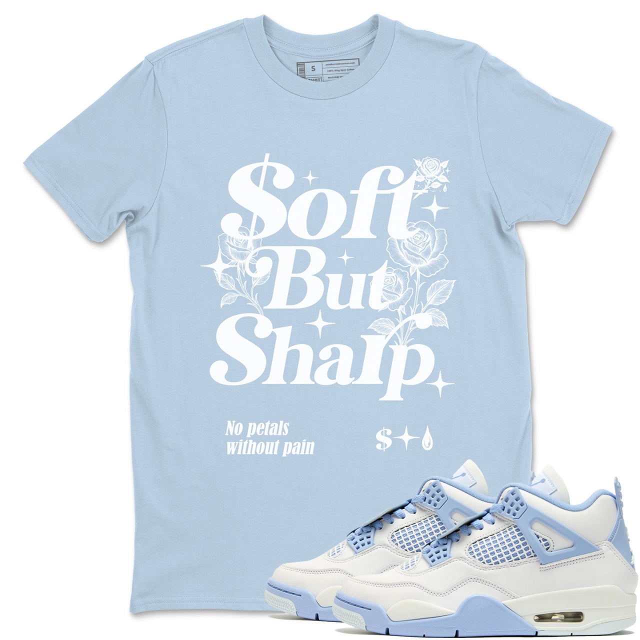 4s Forget Me Not shirts to match jordans Soft but Sharp graphic tees Air Jordan 4 Forget Me Not match shoes to clothes SNRT Sneaker Tees unisex cotton White 1 shirts