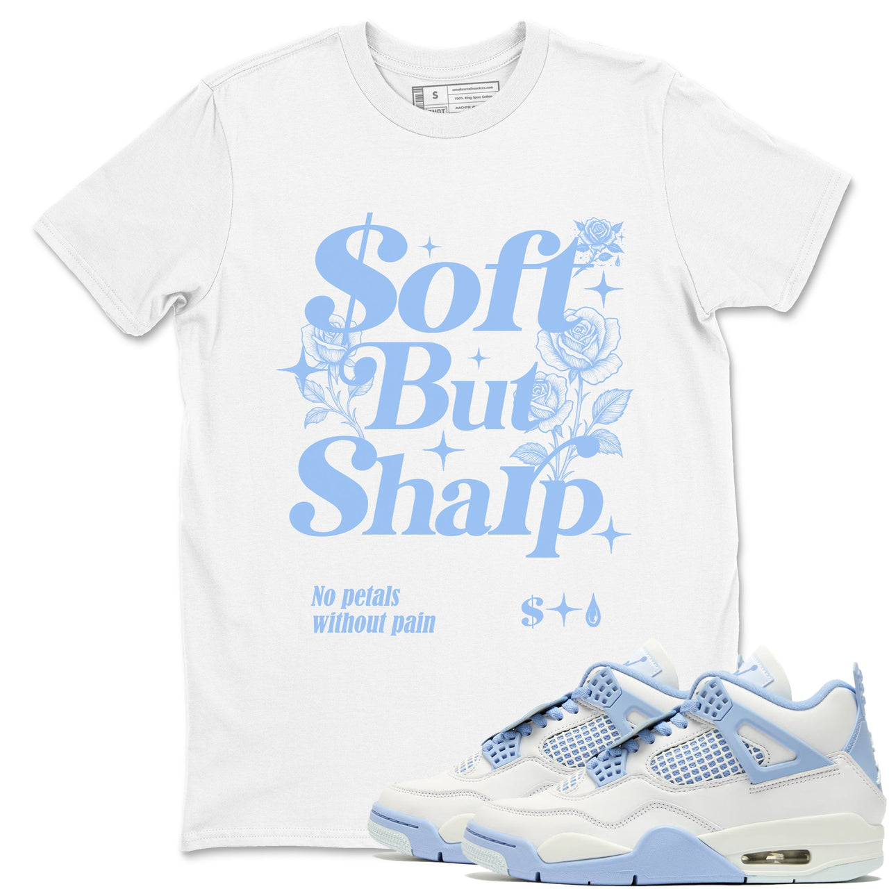 4s Forget Me Not shirts to match jordans Soft but Sharp graphic tees Air Jordan 4 Forget Me Not match shoes to clothes SNRT Sneaker Tees unisex cotton White 1 shirts