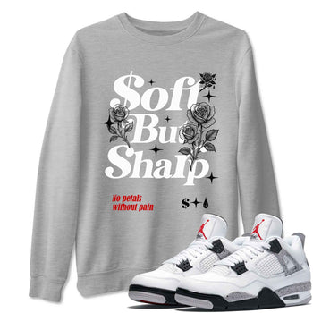 Soft But Sharp sneaker match t-shirt styled to complete your fit with the Air Jordan 4 White Cement sneakers, shown in Heather Grey 1.