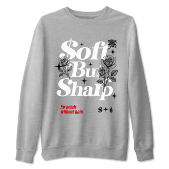Soft But Sharp sneaker match t-shirt styled to complete your fit with the Air Jordan 4 White Cement sneakers, shown in Heather Grey 2.